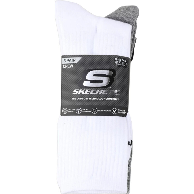 Unisex ponožky Skechers 3pk Unisex Non Terry Crew bílé/šedé