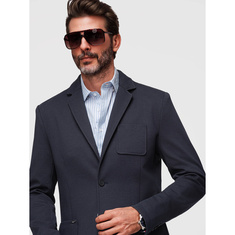 Ombre Pánské slim fit sako s jemnou texturou