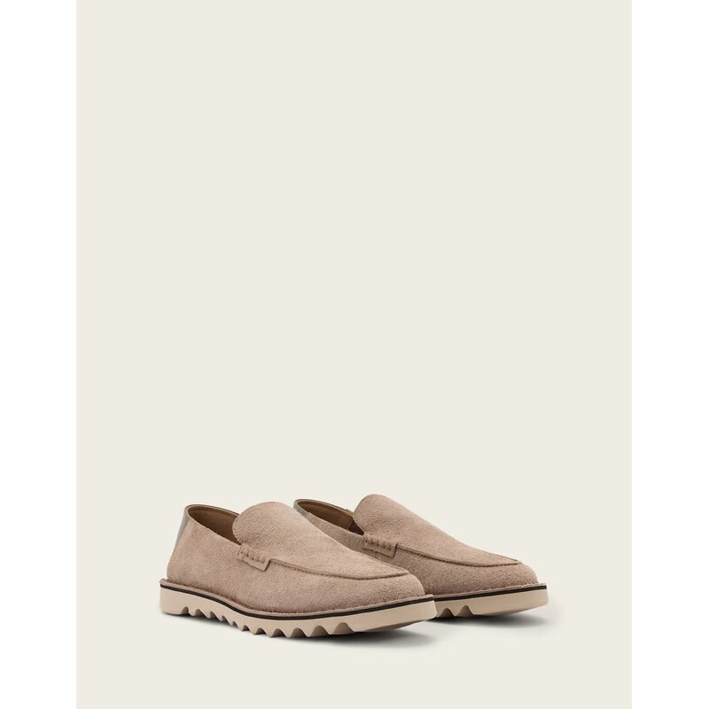 AllSaints Slix suede leather loafer shoes in brown