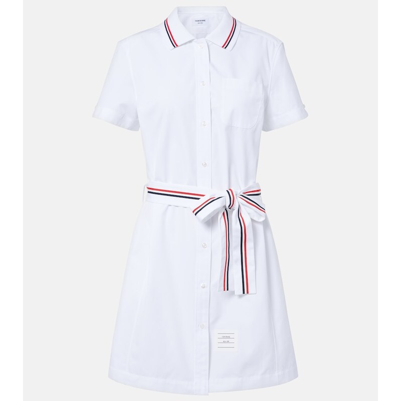 Thom Browne Belted cotton poplin shirt dress