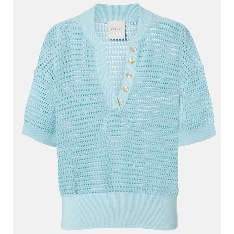 Varley Callie open-knit cotton polo sweater