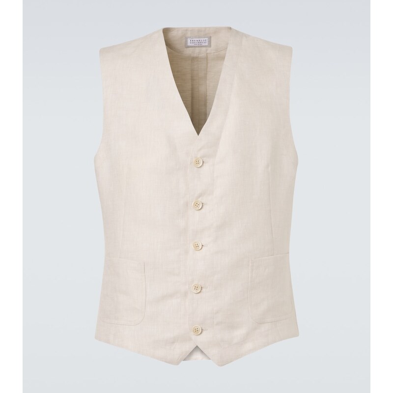 Brunello Cucinelli Herringbone linen vest