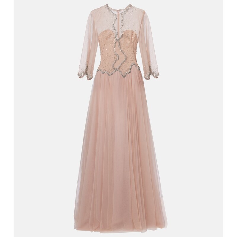 Costarellos Evanna embellished tulle gown