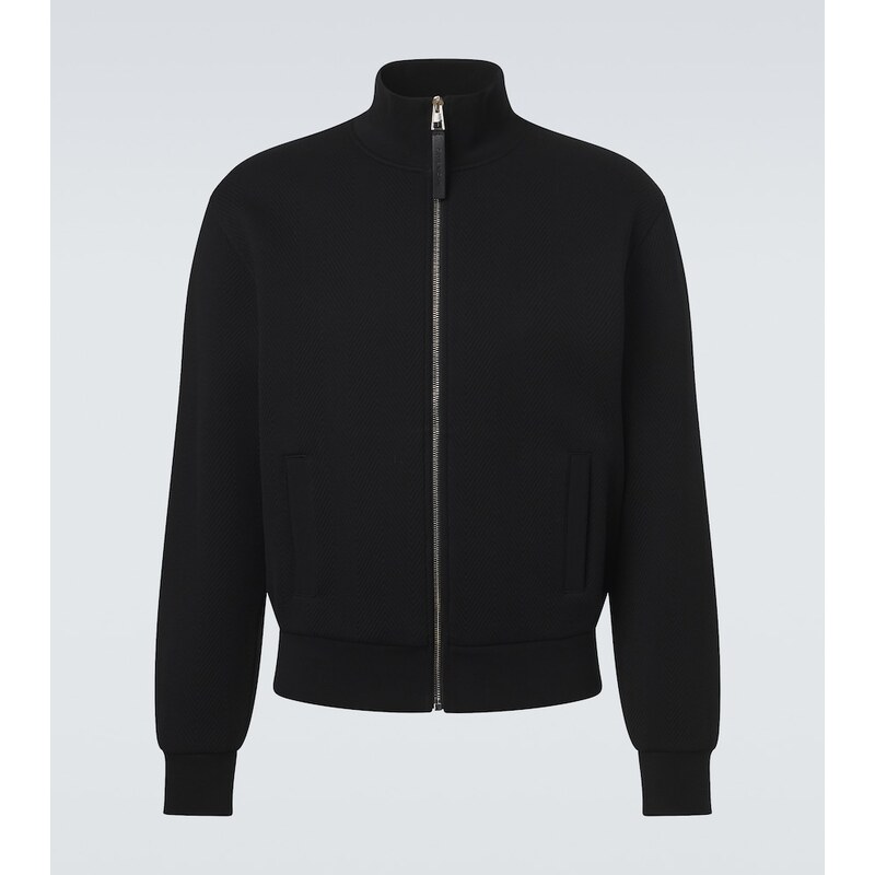 Givenchy Herringbone cotton-blend zip-up sweater