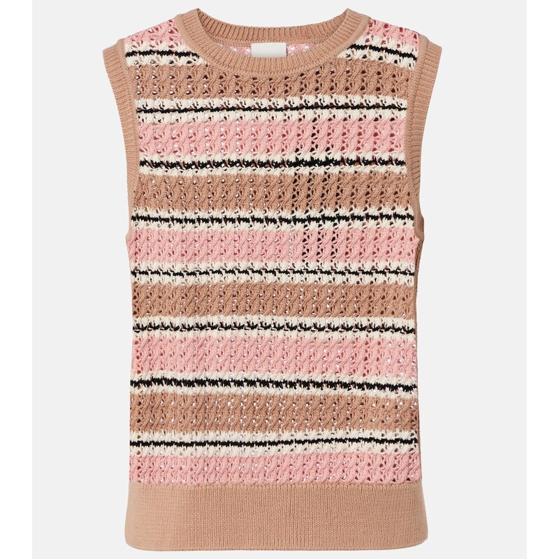 Varley Deeley striped cotton pointelle top