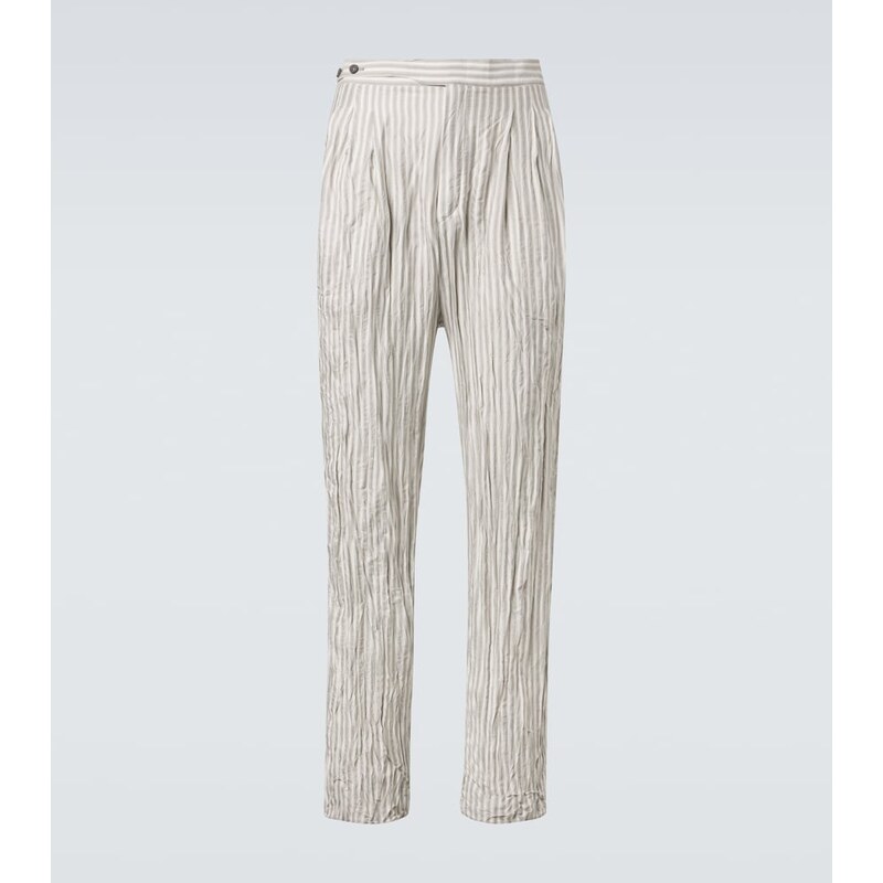 Zegna Striped silk straight pants