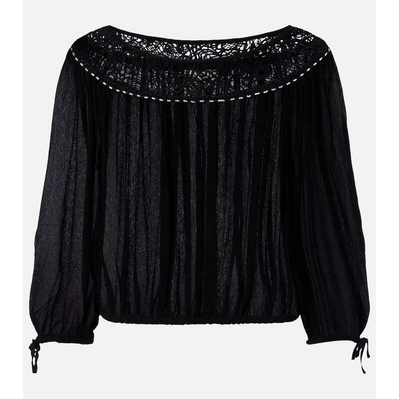 Isabel Marant Nelida guipure lace-trimmed silk blouse
