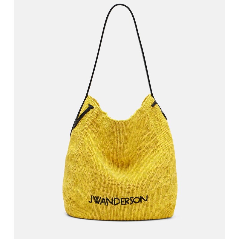 JW Anderson Bulb Small beaded leather-trimmed shoulder bag