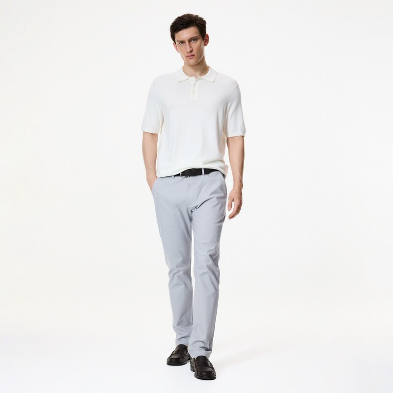Reserved - Kalhoty chino slim fit - světle šedá
