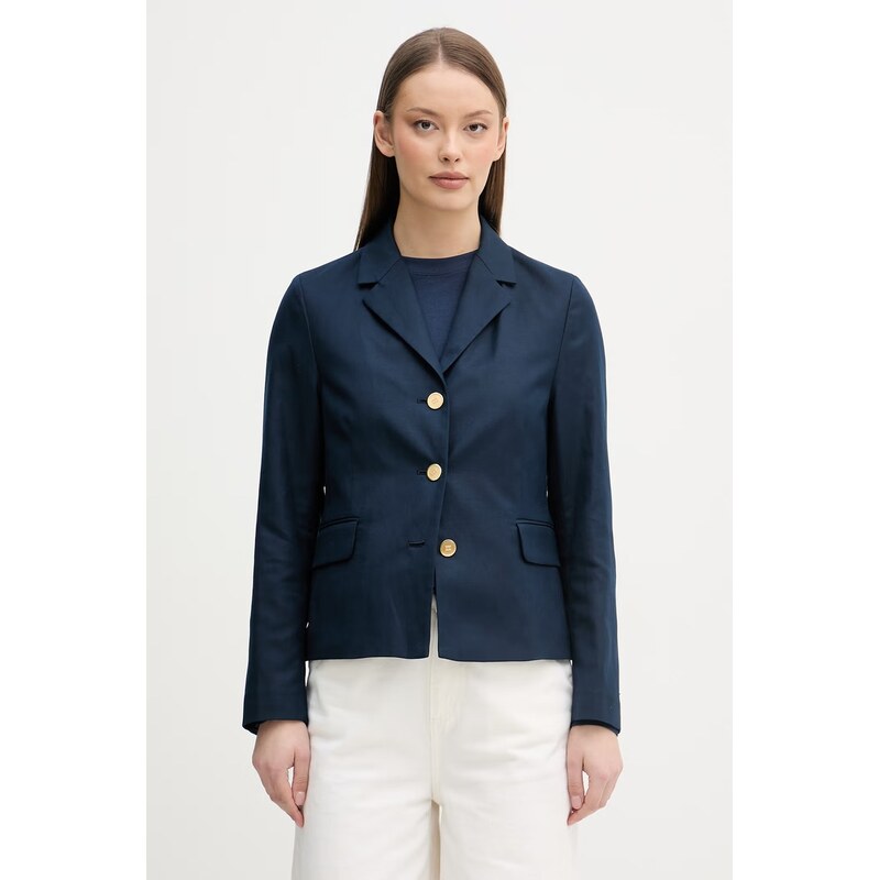 Tommy Hilfiger jednořadé sako dámské s příměsí lnu 115248650