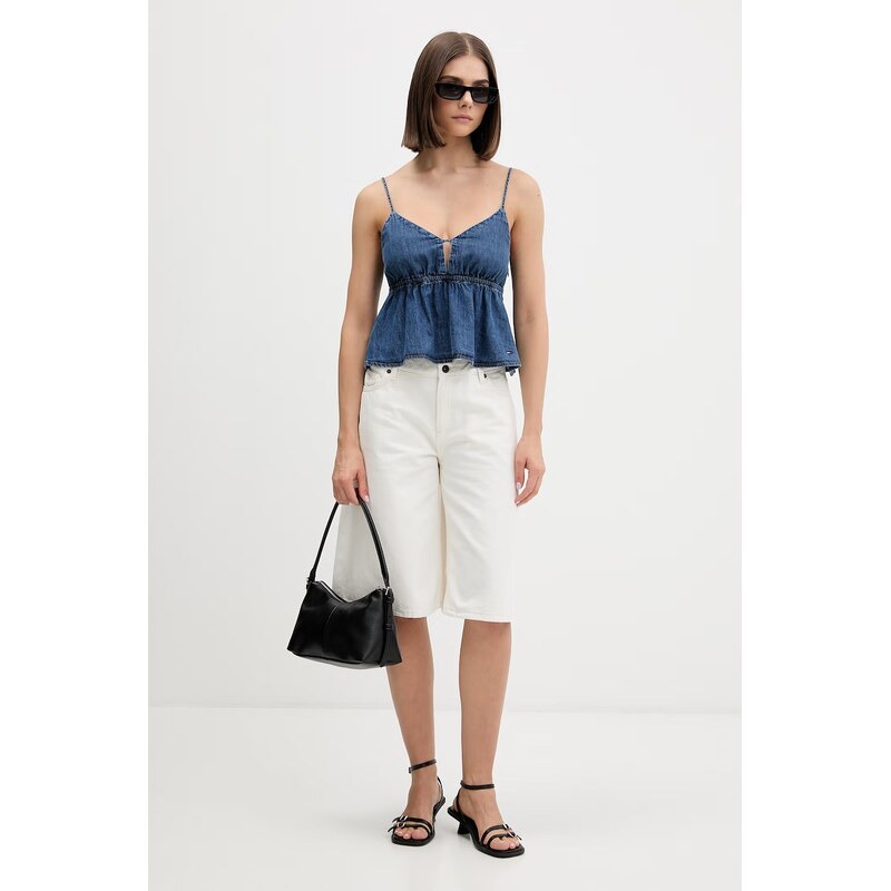 Tommy Jeans halenka na ramínka dámská džínová