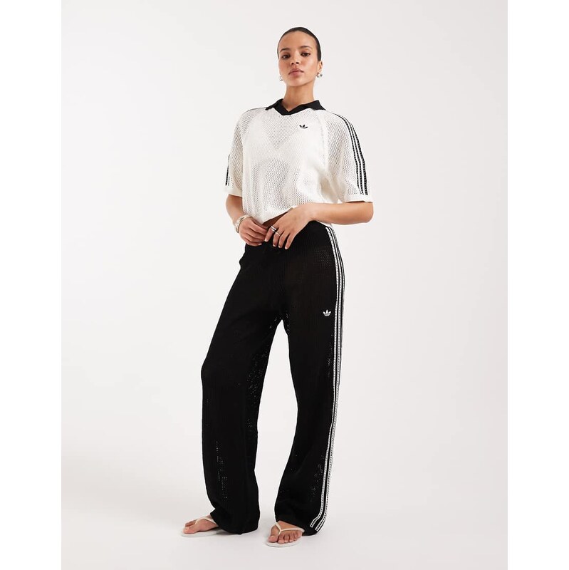 adidas Originals crochet track pants in black 115740632