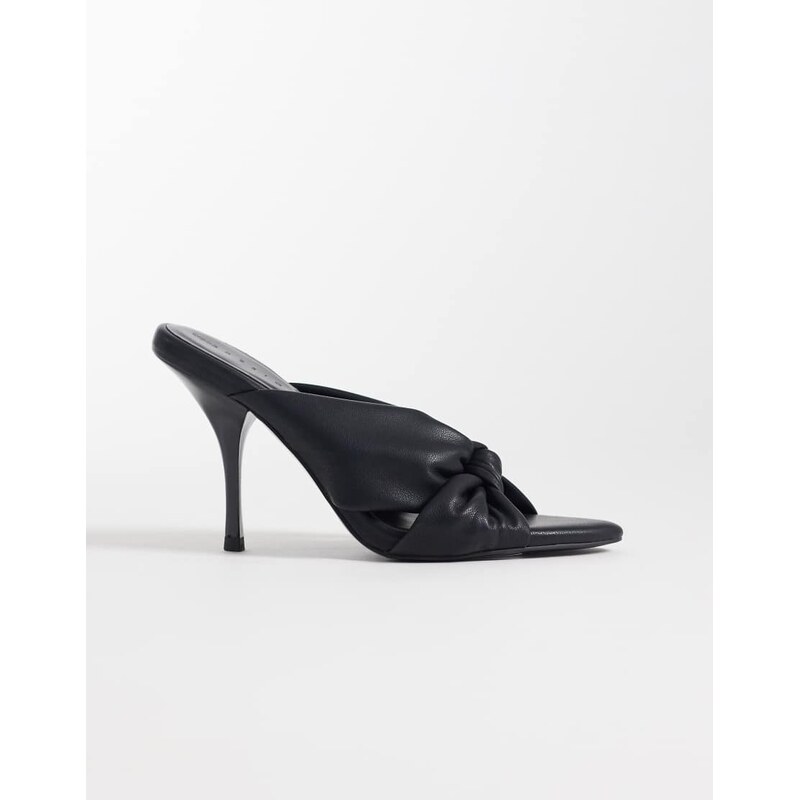 ASOS DESIGN Notice knotted high heeled mules in black 115733518