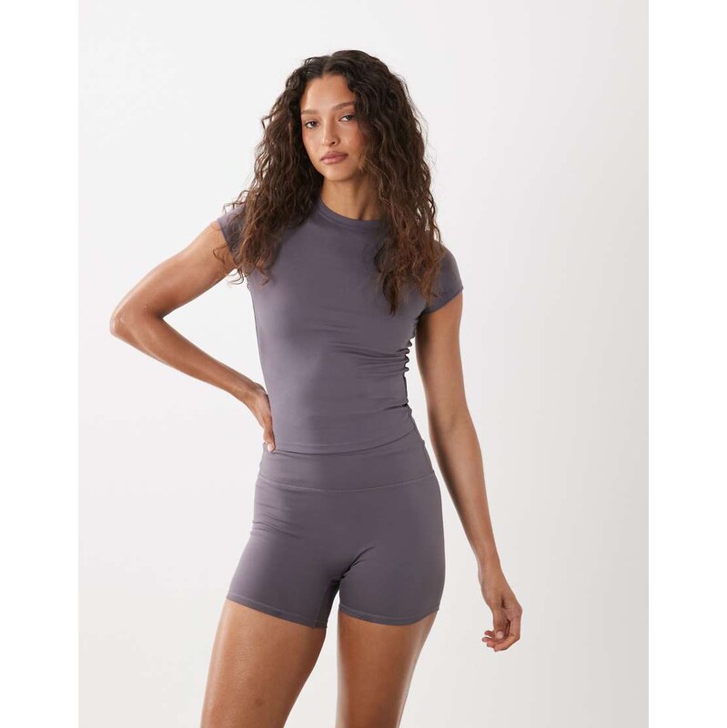 Cotton On Active ultra soft roll over short in violet grey 115624361