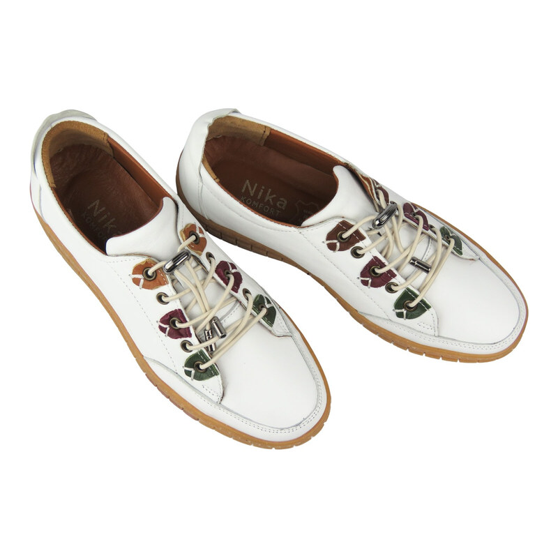 Nika Komfort Dámské kožené nízké boty Nika Comfort 0286-401, bílé 115567138