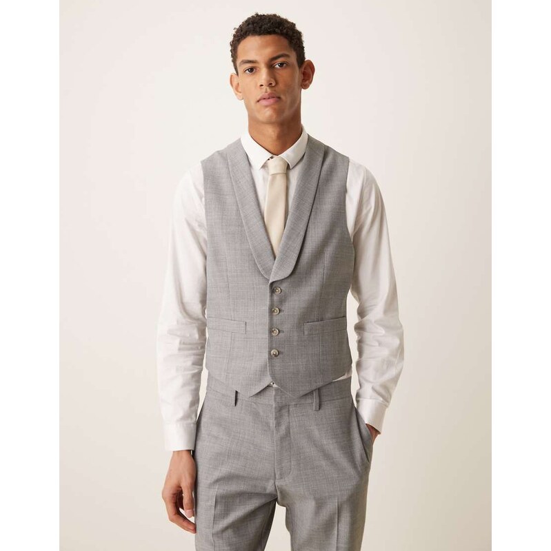 ASOS DESIGN wool mix slim suit waistcoat in grey marl