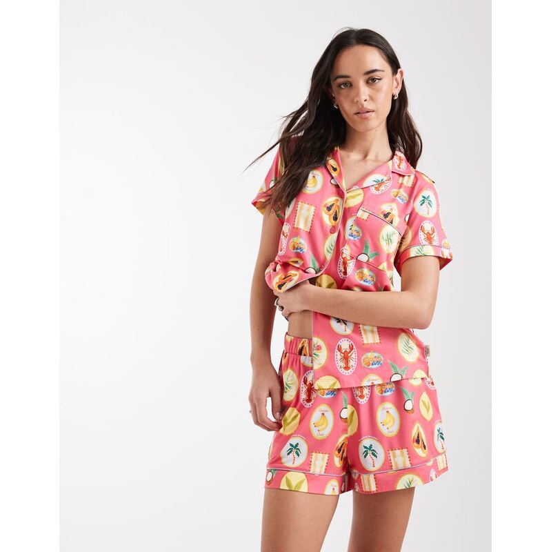 Chelsea Peers short sleeve jersey revere and short set in multi 115499202