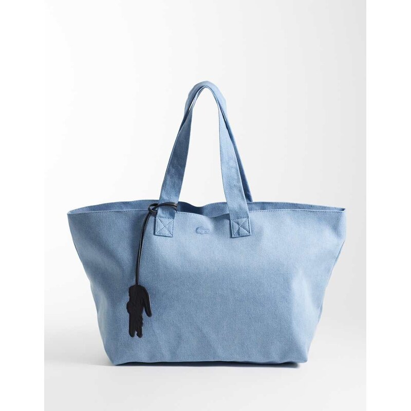 Lacoste large tote bag with croc charm in light blue 115195261