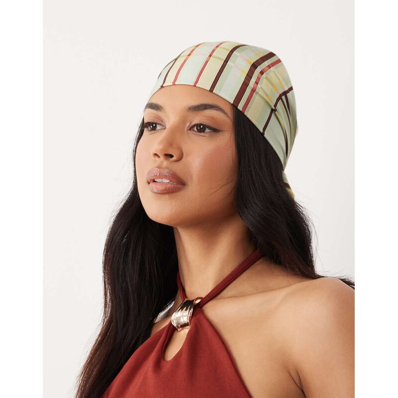 ASOS DESIGN medium headscarf in multi check