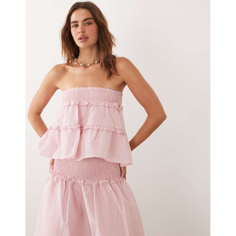 Sister Jane Prim organza shirred detail tiered bandeau top co