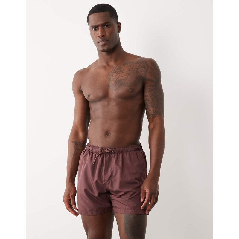 Brave Soul swim shorts in burgundy-Red