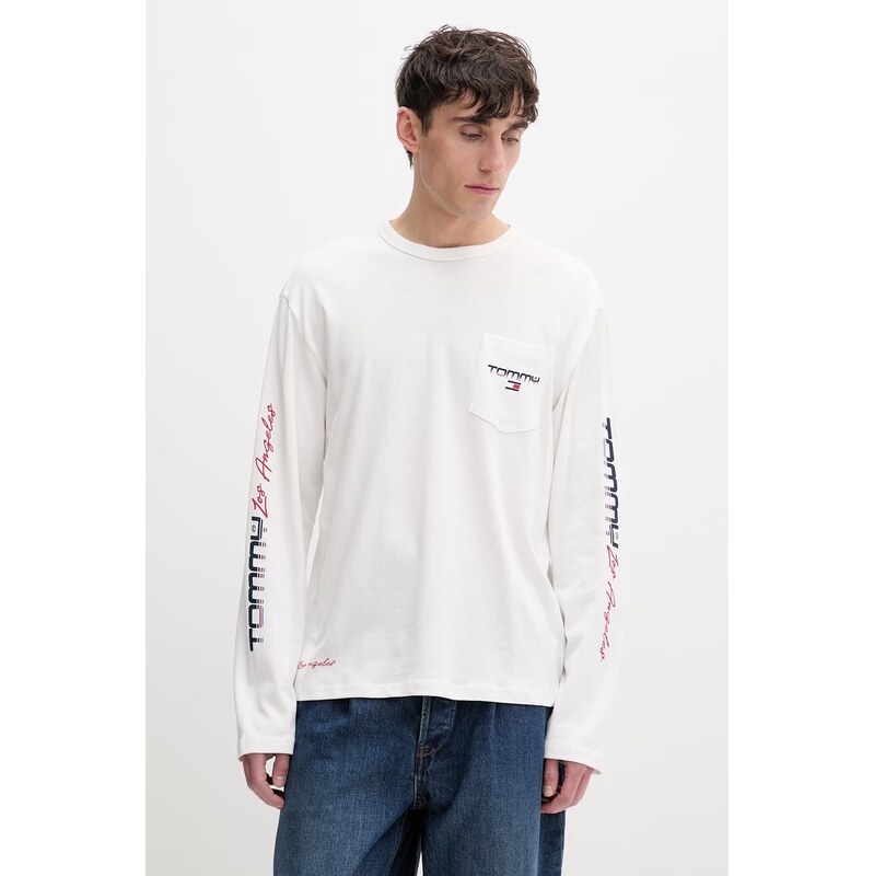 Tommy Jeans Tričko s dlouhým rukávem pánské bavlněné