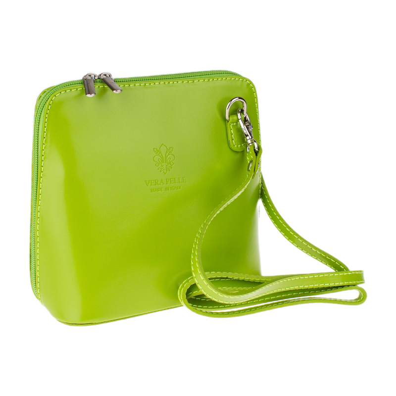Zelená kožená italská crossbody kabelka Grana Verde Mela