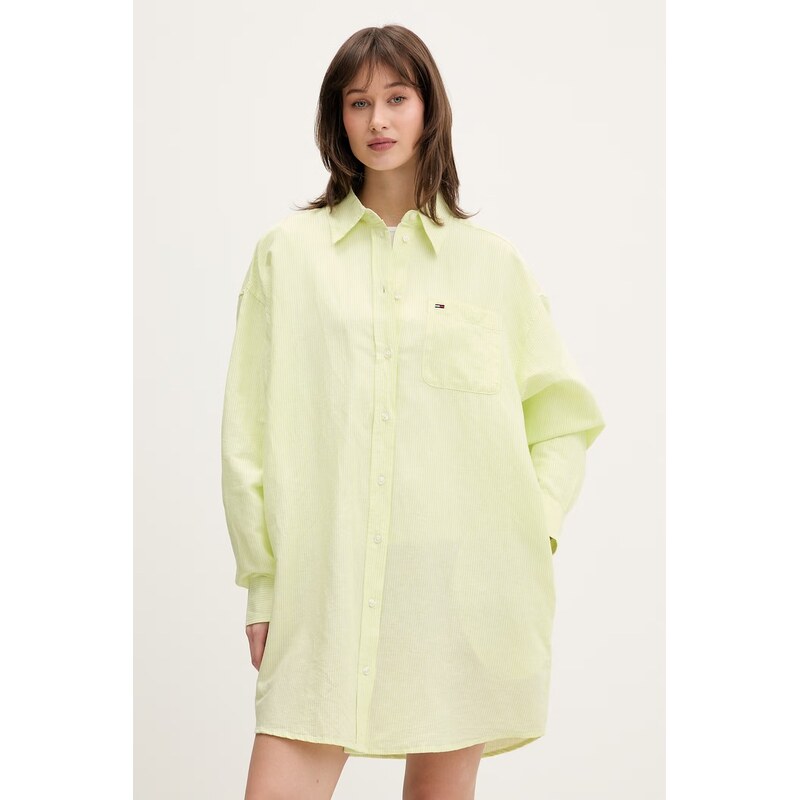Tommy Jeans košilové šaty se lnem