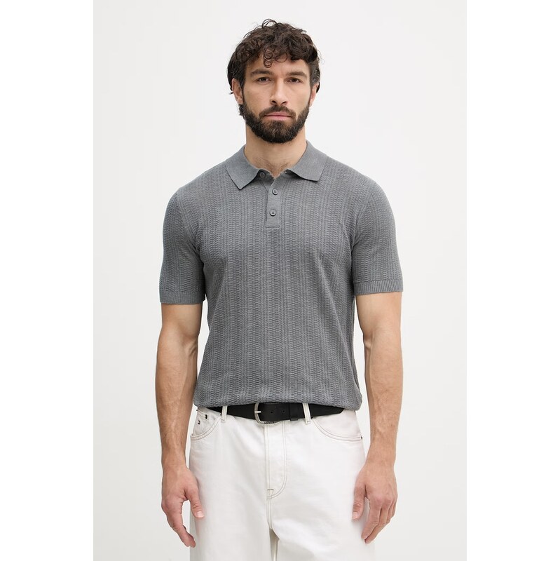 United Colors of Benetton svetrové polo pánské s příměsí lnu