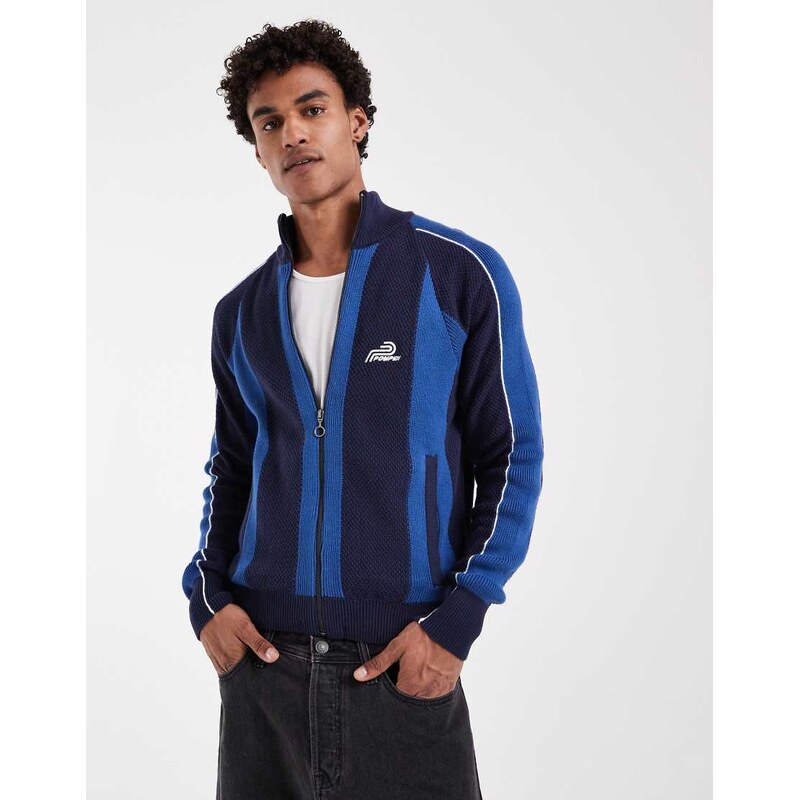 Pompeii UK Pompeii striped knitted zip up tracksuit jacket in