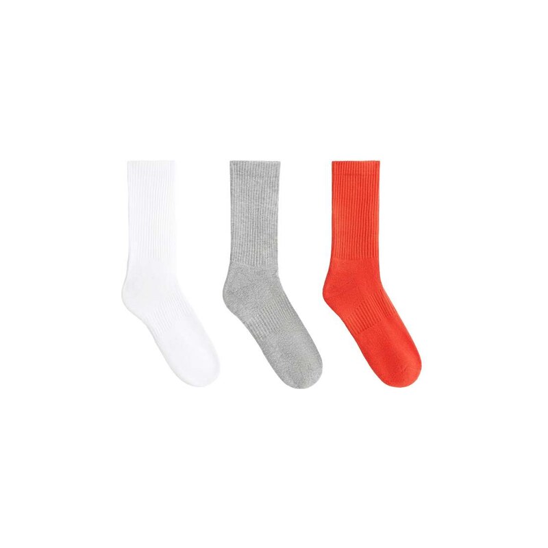 OYSHO 3 pairs of cotton blend classic socks in orange 115217819