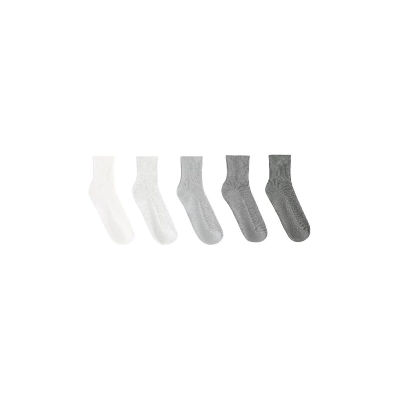OYSHO 5 pairs of classic socks with cotton in grey 115217827
