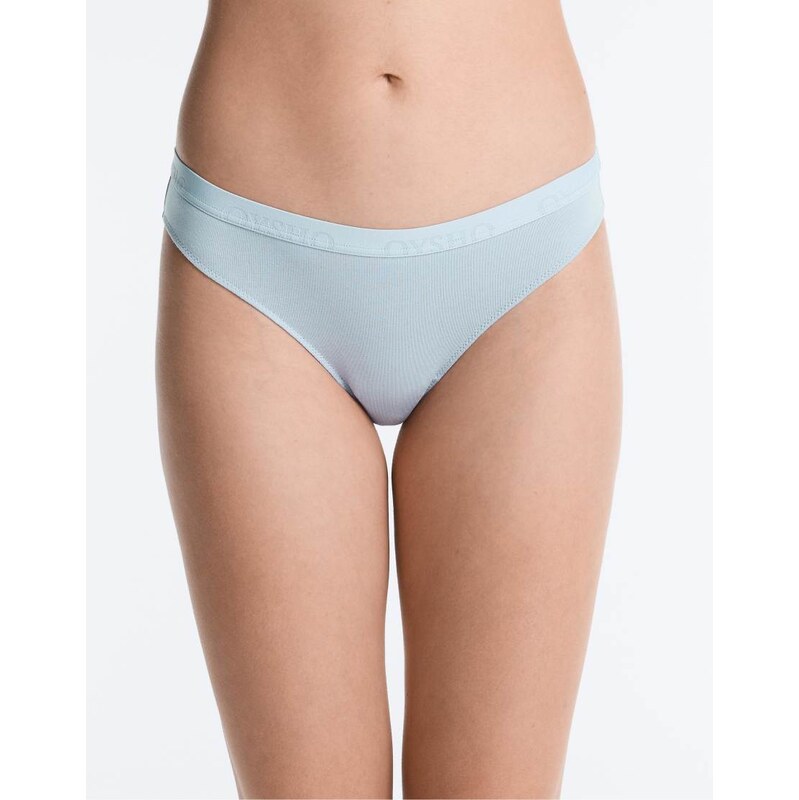 OYSHO 3 cotton blend classic briefs with logo in blue 115217844