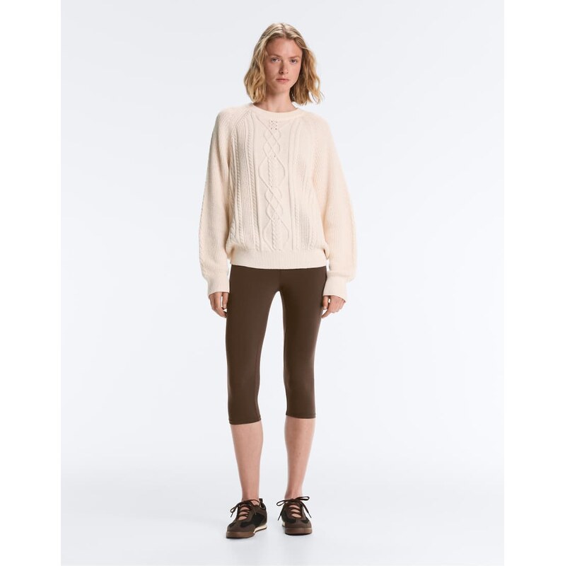 OYSHO 100% cotton cable knit jumper in ecru-Neutral 115217930
