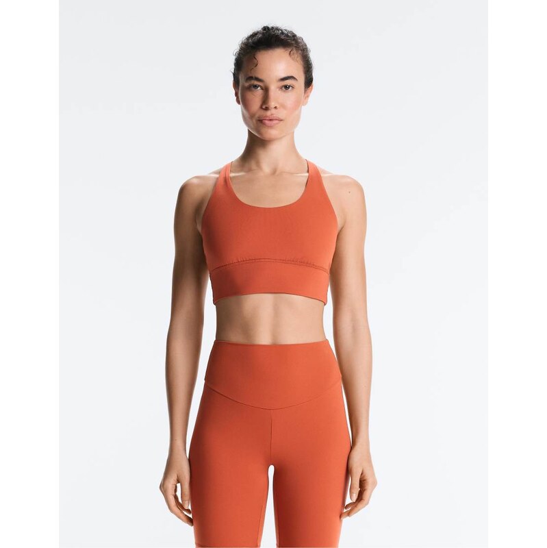 OYSHO Medium-support comfortlux sports bra with cups in terracotta 115217941