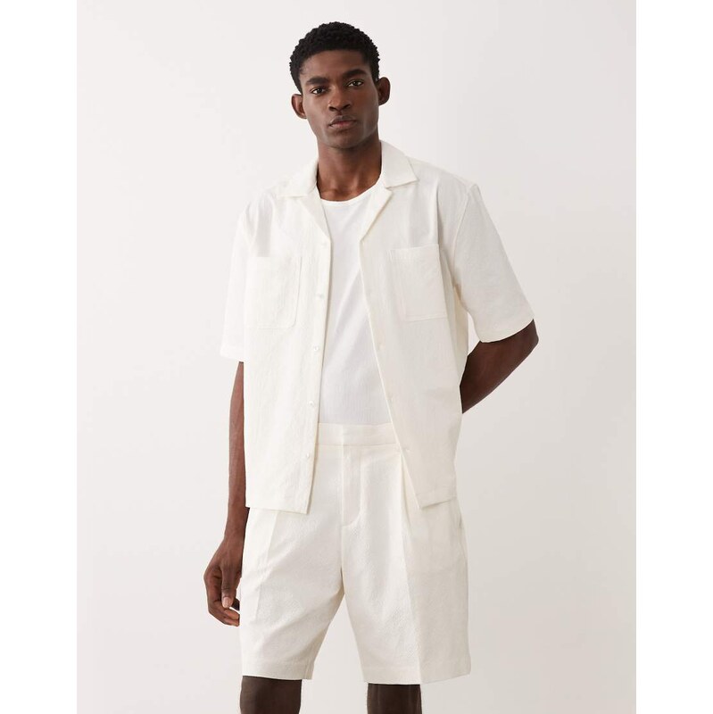 ASOS DESIGN smart co-ords regular shorts in white seersucker