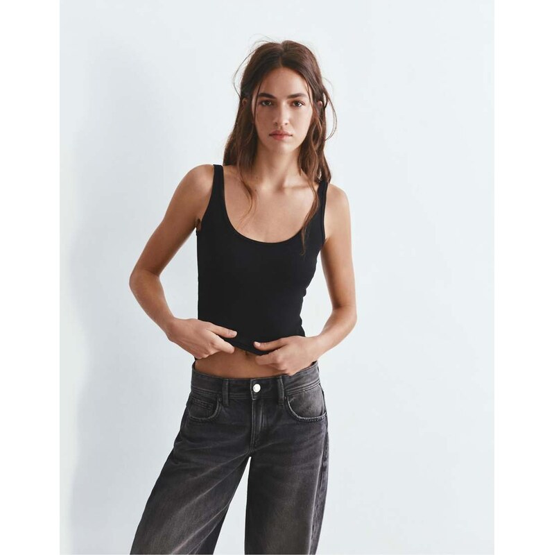 Pull&Bear Modal tank top in black