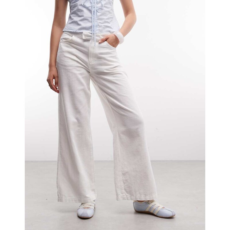 COLLUSION wide leg linen trouser in white 115217795