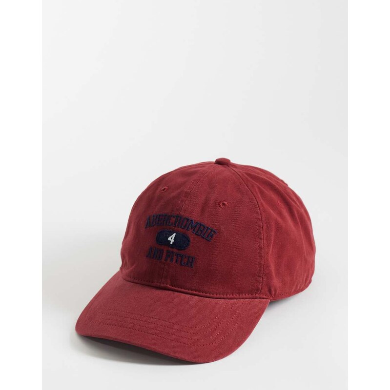 Abercrombie & Fitch archive logo cap in dark washed red 115217804