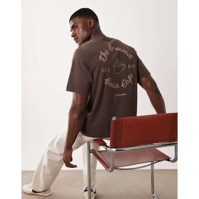 Abercrombie & Fitch coffee back graphic t-shirt in brown