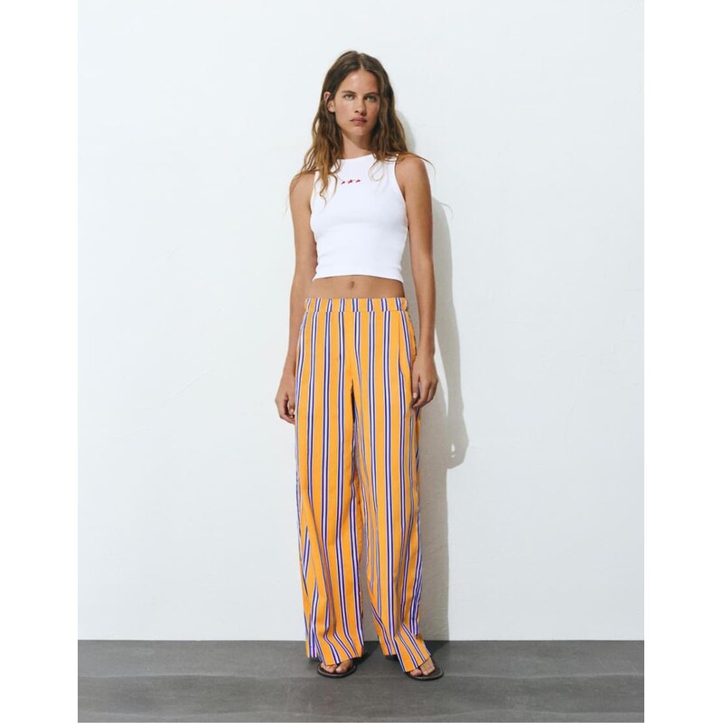 Pull&Bear Striped trousers in tangerine-Orange 115217853