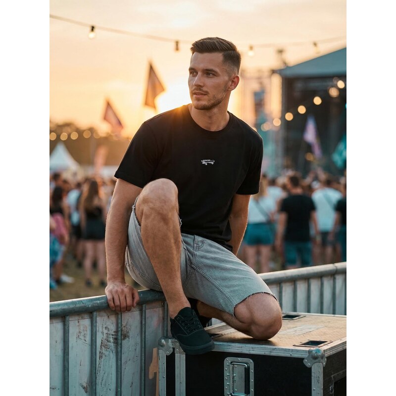 Sinsay - Bavlněné tričko s motivem skateboardu - černá