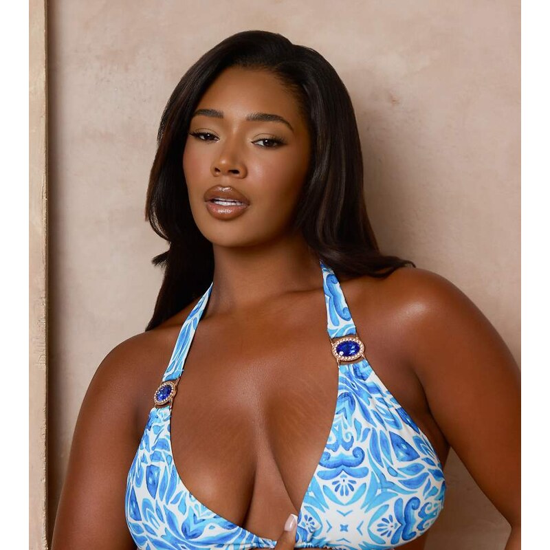 Moda Minx Curve X Alessa Tyrrell-Charles Mykonos print triangle bikini 115220512