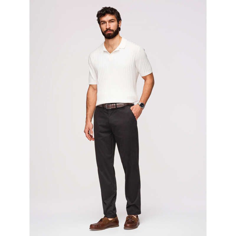 Ombre pánské chino kalhoty REGULAR FIT - černé