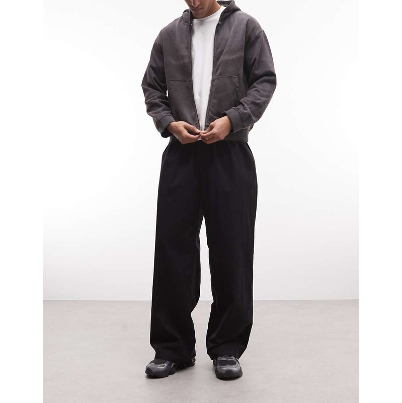 COLLUSION XL balloon pant with linen in black