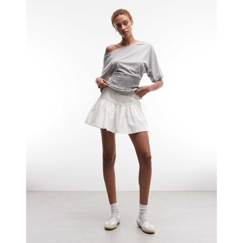 COLLUSION wrap mini skirt in white