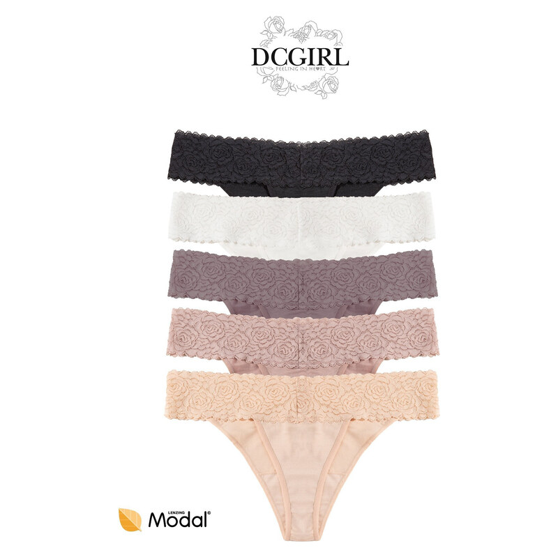 Dámská tanga 26706 A2 černo-béžové - DC Girl 115219950