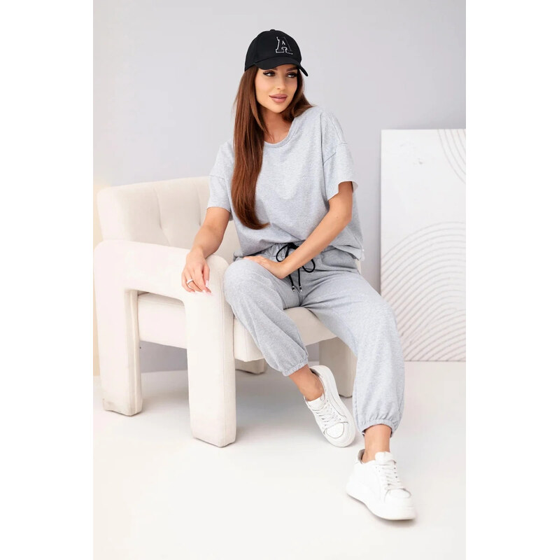 K-Fashion Dámský bavlněný komplet halenka krátký rukáv a