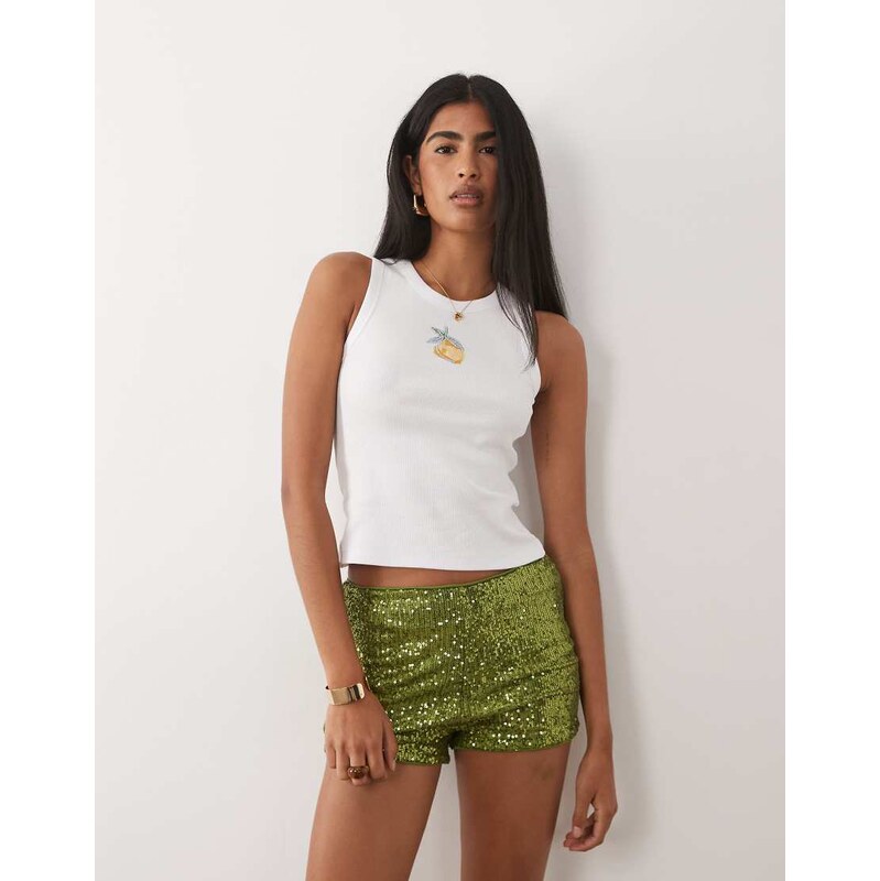 ASOS DESIGN sequin mini short in green