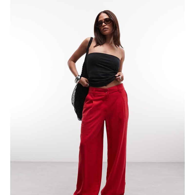 ASOS Petite ASOS DESIGN Petite relaxed straight leg trousers with 115521172